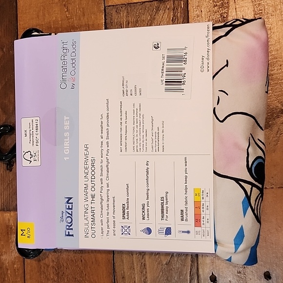 ClimateRight by Cuddl Duds Frozen Girls Thermal Set Size Medium 8/10 - Picture 6 of 10